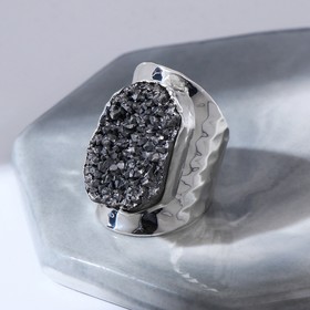 Кольцо безразмерное "Пренит друза", цвет  серый в серебре