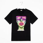 Футболка женская MINAKU "Girl" цвет чёрный, р-р 50 - фото 800462914 Футболка женская MINAKU "Girl" цвет чёрный, р-р 50 - фото 800462914