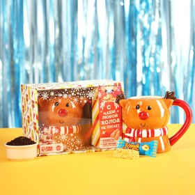 Подарочный набор «Холод не пугает»: чай чёрный "Тропические фрукты", 20 г; конфеты мультизлаковые, 50 г; кружка 650 мл.
