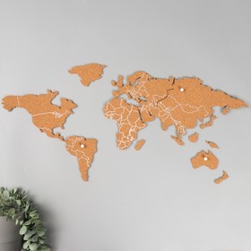 Панно-наклейка настенное пробка "Карта мира" набор 40х70 см