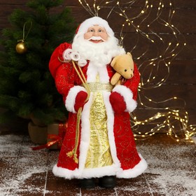 Дед Мороз "В красной подпоясанной шубе, с подарками" 23х45 см