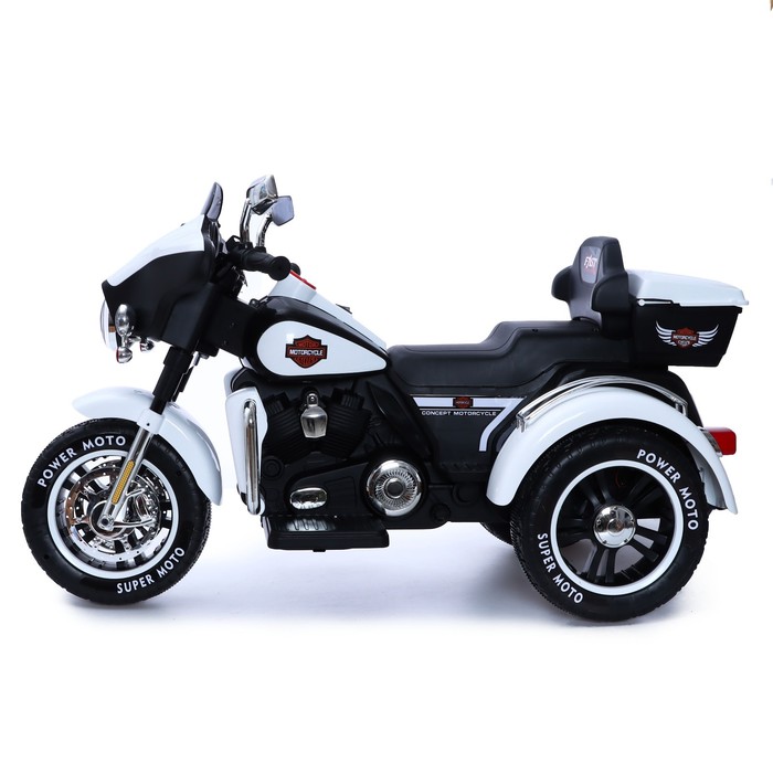 Электромотоцикл «Трайк», 2-х местный, 2 мотора, цвет чёрно-белый - фото 1719124277