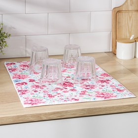 Коврик для сушки посуды Доляна «Луговые цветы», 38×50 см