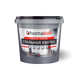 Клей универсальный Homakoll жидкие гвозди "Стальная Хватка" для внутренних и наружных работ, 1,5кг