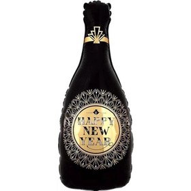 Шар фольгированный 41'' «Бутылка шампанского. С НГ!», золотые грани, фигура, цвет чёрный, 1 шт.