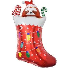 Шар фольгированный 37'' «Новогодний носок с подарками», фигура, цвет красный, 1 шт.