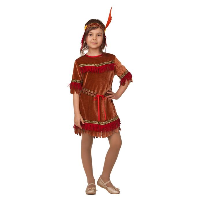 Карнавальный костюм «Индианка», платье, головной убор, р. 30, рост 116 см
