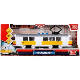 Модель «Трамвай», 21,5 см, 3 кнопки, свет-звук, инерция, цвет жёлтый