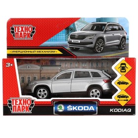 Машина металлическая Skoda Kodiaq, 12 см, двери, багаж, инерция, цвет серый матовый