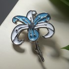 Брошь "Цветок" павлин, цвет бело-голубой в серебре - фото 3694918
