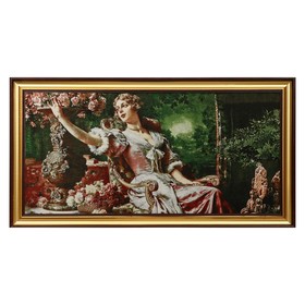 M048-40х80 Картина из гобелена "Девушка в кресле и розы"  (47х87) в Донецке