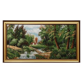 S209-40х80 Картина из гобелена "Домик в лесу у пруда" (48х87) в Донецке