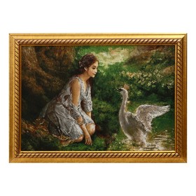 R260-40х57 Картина из гобелена "Девушка и царевна-лебедь" (47х65) в Донецке