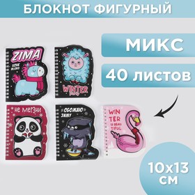 Блокнот с фигурным элементом «Зимние персонажи», 40л МИКС