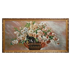WJ008-60х120 Картина из гобелена "Розы в вазе с ручками" (65x125)