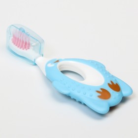 Детская зубная щетка, нейлон, с ограничителем, цвет голубой
