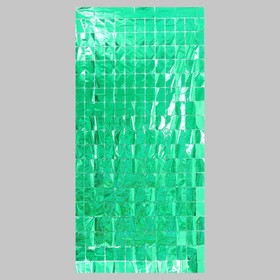 Праздничный занавес голография 100*200 см., цвет зелёный