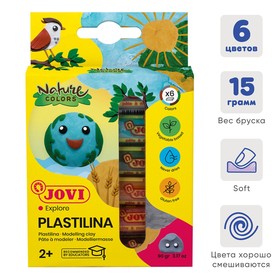 Пластилин 90 г, 6 цветов, JOVI Nature, картон, растительный, картон, европодвес в Донецке