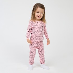 Пижама для девочки, цвет розовый, рост 62-68 см