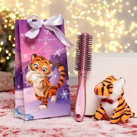 Подарочный набор «Новогодний тигрёнок», 2 предмета: брашинг, игрушка, цвет МИКС
