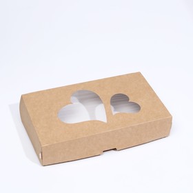 Коробка складная "Сердца", крафт, 20 х 12 х 4 см