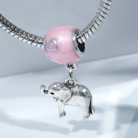 Талисман "Слоник на шаре", цвет розовый в серебре (3 шт)