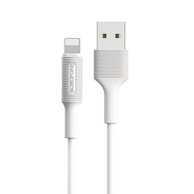 Кабель Borofone BX1, Lightning - USB, 2.4 А, 1 м, PVC оплётка, белый 7550686