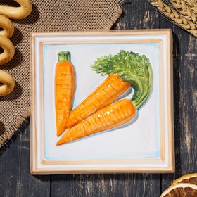 Изразец "Морковь-декор", ярославская майолика, 15х15 см