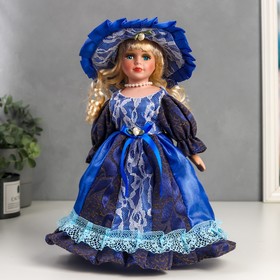 Кукла коллекционная керамика "Леди Есения в ярко-синем платье" 30 см в Донецке