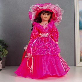 Кукла коллекционная керамика "Леди Амелия в ярко-розовом платье" 40 см в Донецке