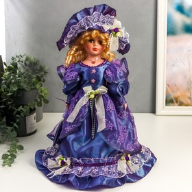 Кукла коллекционная керамика "Леди Лилия в ярко-синем платье с кружевом" 40 см в Донецке