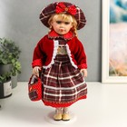 Кукла коллекционная керамика "Инга в красном, платье в горох и клетку"" 40 см | Иконка | vlarni-land