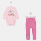 Комплект (боди/штанишки) для девочки, цвет розовый, рост 74-80 см - фото 6819288
