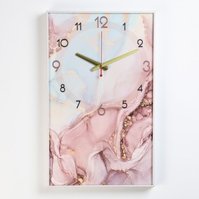 Часы-картина настенные, серия: Кухня "Розовый мрамор", 35 х 57 см