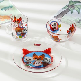 Набор посуды детской «Кошечки-Собачки», 3 предмета: кружка 250 мл, салатник d=13 см, тарелка d=19,5 см