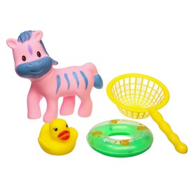 Набор игрушек для игры в ванне «Сачок и игрушки», 4 шт