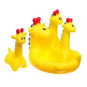 Набор игрушек для игры в ванне «Жирафик», мыльница, 3 игрушки, с пищалкой