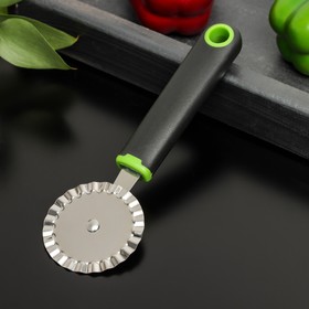Нож для пиццы и теста ребристый "Lime" нерж. сталь, цвет черно-зеленый