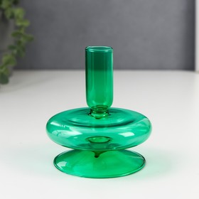 Подсвечник стекло на 1 свечу "Эсон" прозрачный зелёный d=1 см 11 см в Донецке