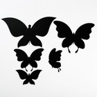 Панно металлическое "Бабочки" черные, набор 5 шт. 15х15см, 10х10см - фото 4203250