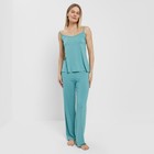 Пижама женская (майка, брюки) цвет бирюза, размер 48 - фото 6821790