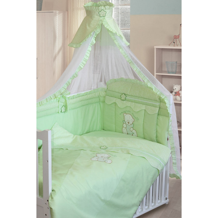 Комплект в кроватку &quot;Сабина&quot;, 7 предметов, цвет зелёный