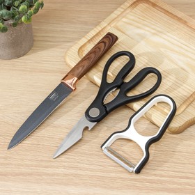 Набор "Bobssen" нож, ножницы, метал. овощечистка