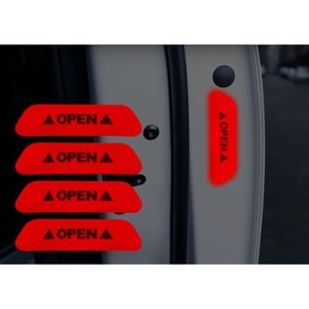 Светоотражающая наклейка "Open", 9,5×2,5 см, красный, набор 4 шт