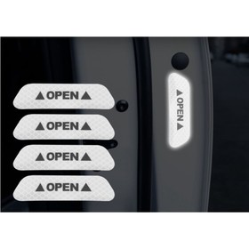 Светоотражающая наклейка "Open", 9,5×2,5 см, белый, набор 4 шт