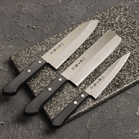 Набор кухонных ножей FUJI CUTLERY, 3 шт: лезвие 13,5 см, 16 см, 16,5 см, чёрная рукоять