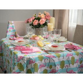 Набор кухонный Flamingo: скатерть 110х140 см, салфетка сервировочная 40х40 см. - 4 шт, цвет розовый
