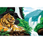 Картина по номерам на холсте с подрамником «Тигр на водопаде» 20х30 см