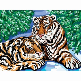 Картина по номерам на холсте с подрамником «Тигры», 40х30 см