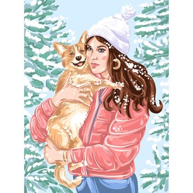Картина по номерам на холсте с подрамником «Девушка с собачкой», 40х30 см